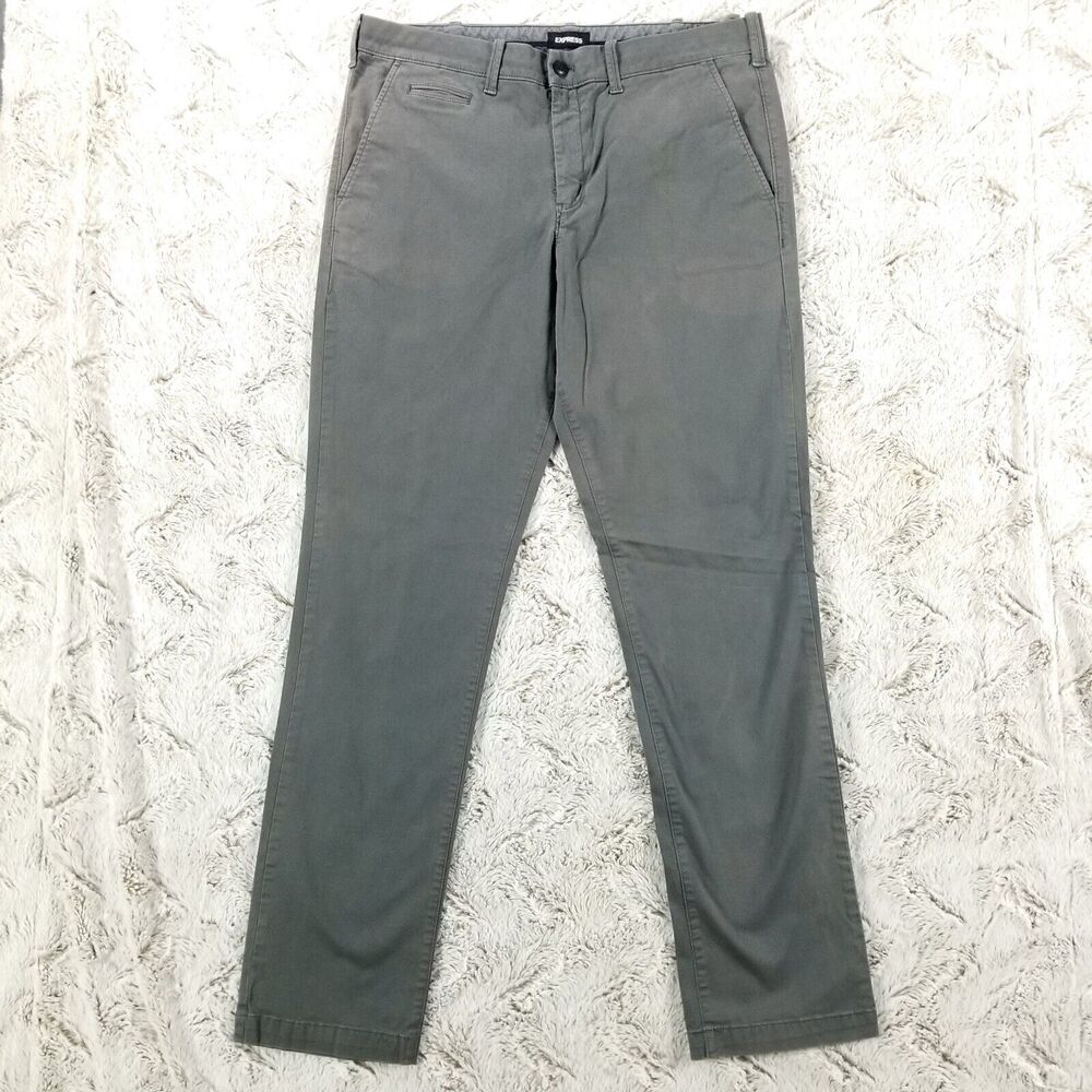 Express Pants Mens 36×34 Gray Stretch Slim Flat front
